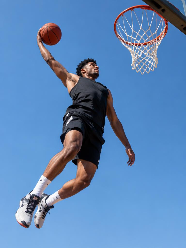 Basketball player dunking